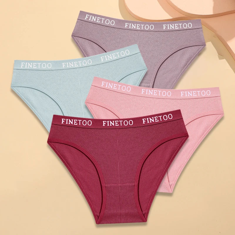 Four Pack Breathable Solid Briefs Panties