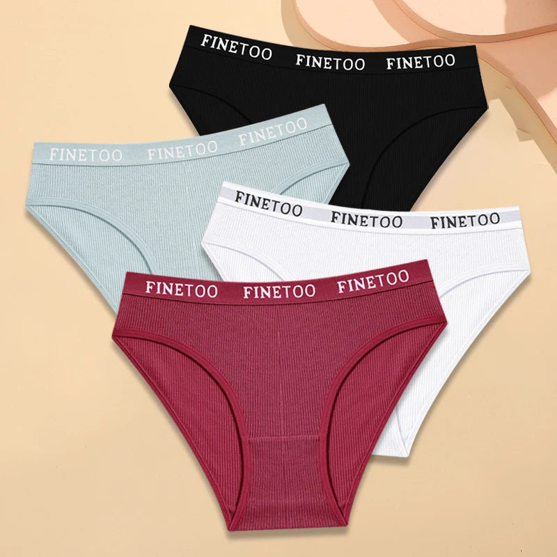 Four Pack Breathable Solid Briefs Panties