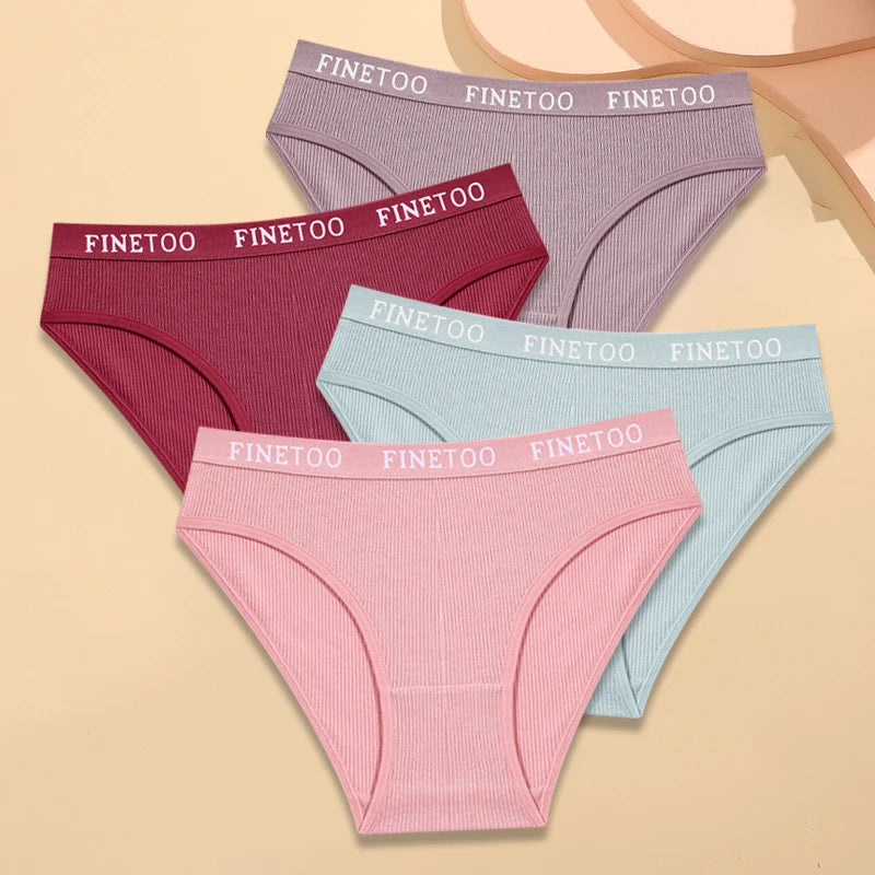 Four Pack Breathable Solid Briefs Panties