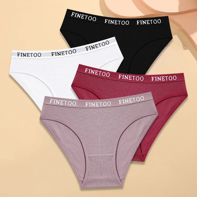 Four Pack Breathable Solid Briefs Panties