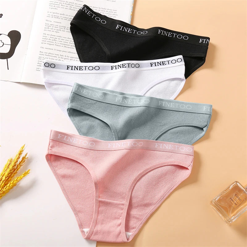 Four Pack Breathable Solid Briefs Panties