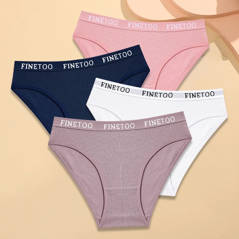 Four Pack Breathable Solid Briefs Panties