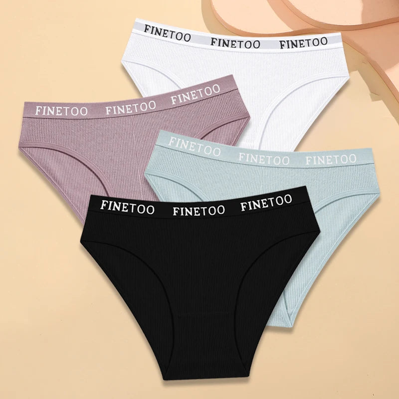 Four Pack Breathable Solid Briefs Panties
