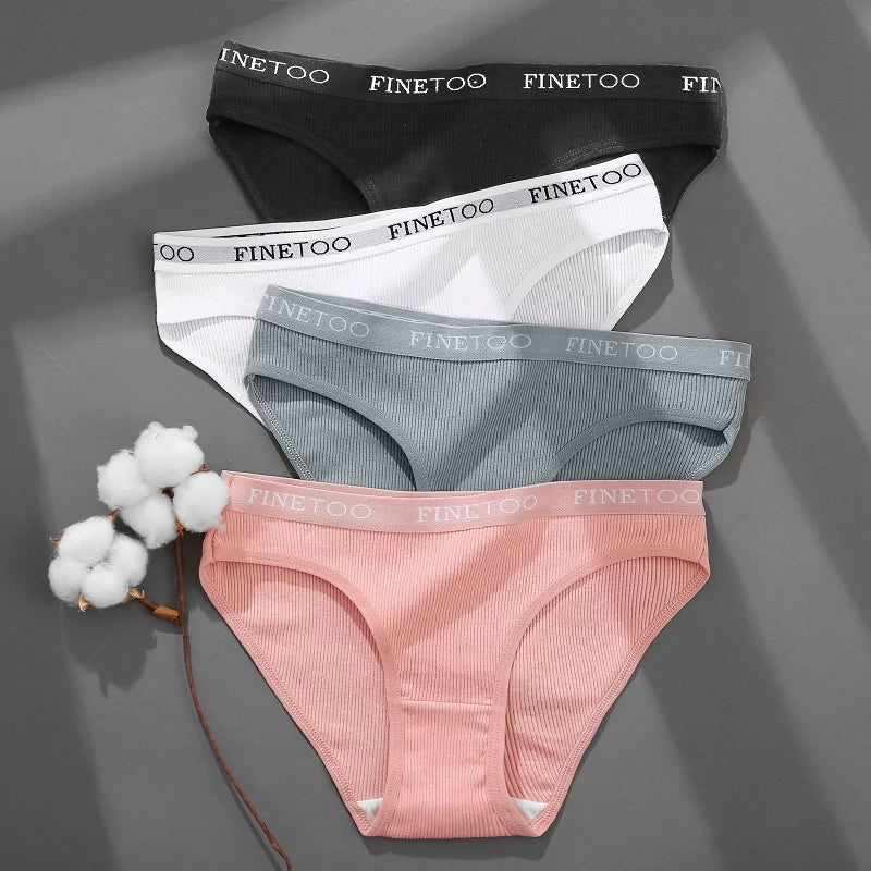 Four Pack Breathable Solid Briefs Panties
