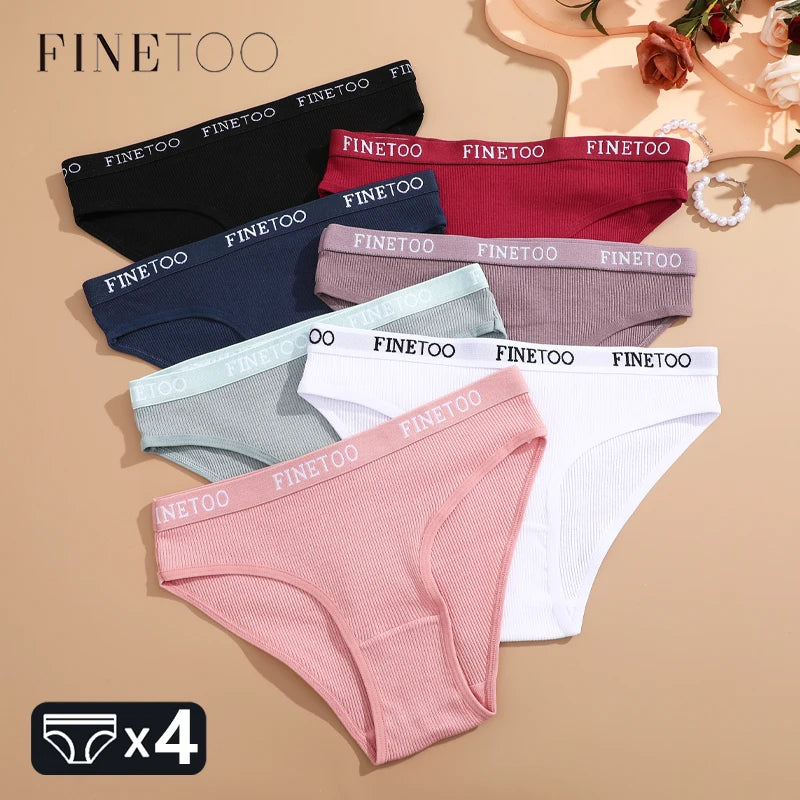 Four Pack Breathable Solid Briefs Panties