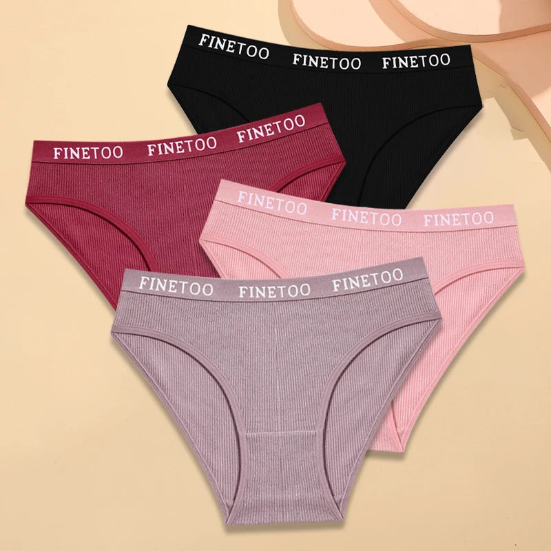 Four Pack Breathable Solid Briefs Panties