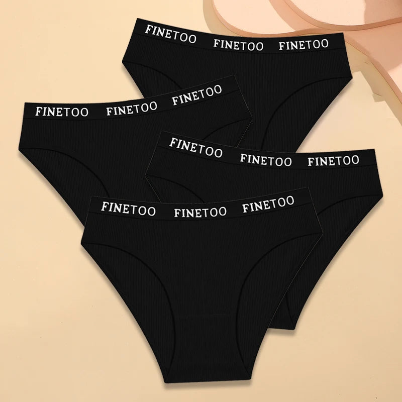 Four Pack Breathable Solid Briefs Panties