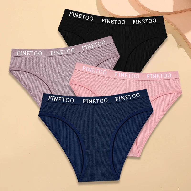 Four Pack Breathable Solid Briefs Panties