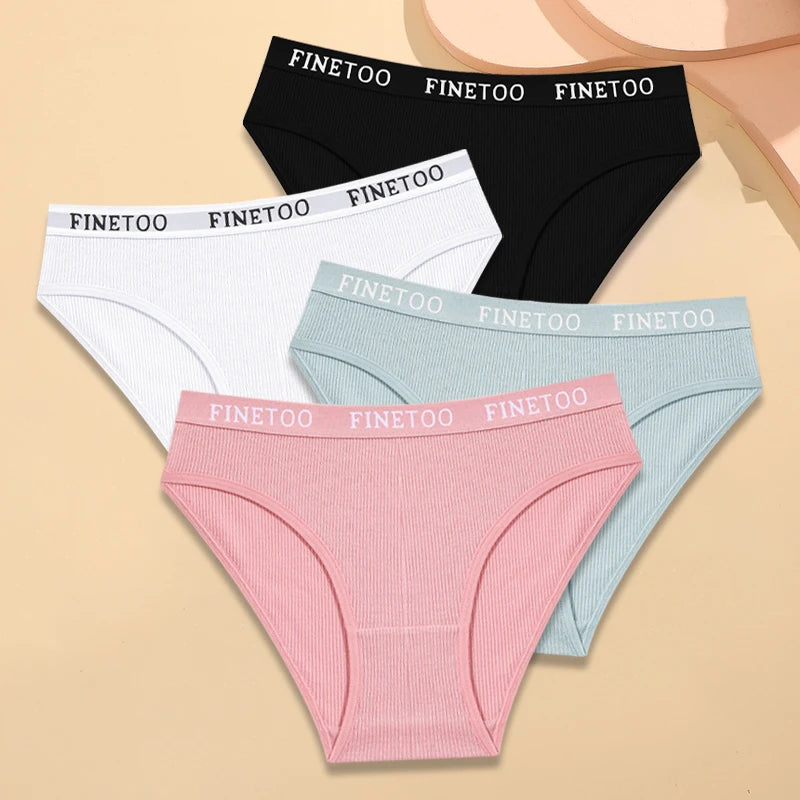 Four Pack Breathable Solid Briefs Panties
