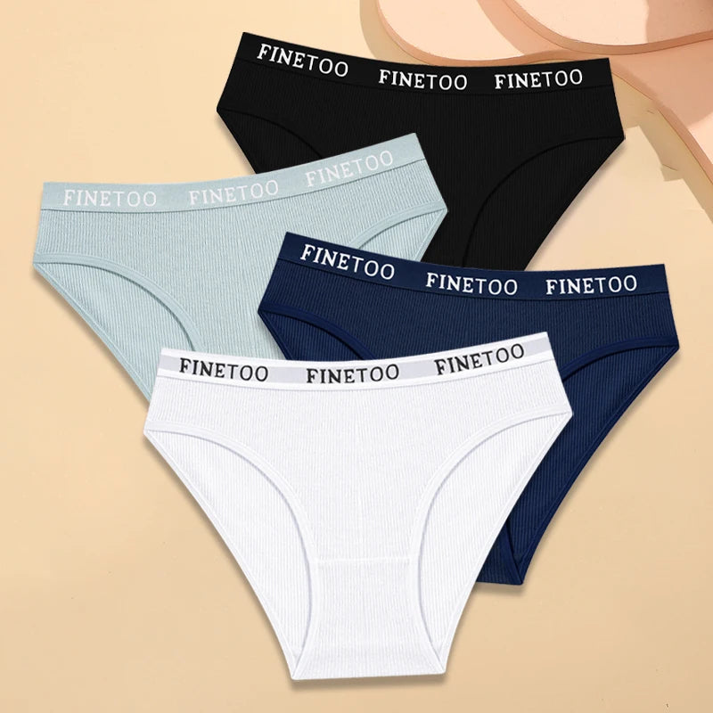 Four Pack Breathable Solid Briefs Panties